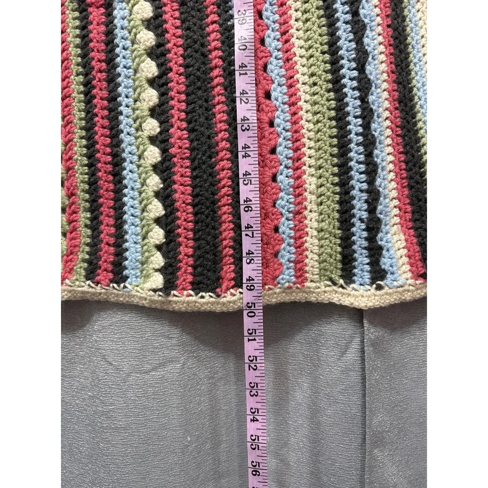 Handmade Crochet Afghan Throw Blanket Striped Bobble‎ Stitch Boho Colorful 50x33